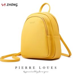 YIZHONG Leather Mini Backpack MultiFunction Small Backpack Purse Designer Famous Brand Women Bags Simple Shoulder Bag Mochila 210922