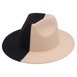 Berets Two Tone Colour Fashion Women And Men Fedora Hats Classics Wide Brim Jazz Caps Casual Wool Felt Ladies HatsBerets