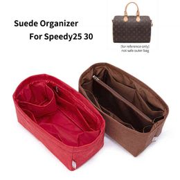 For Speedy Inner Storage Bag Purse Organiser Insert Suede Cosmetic Linner Bags Zipper Female Luxury Handbag Tote Shaper 220527