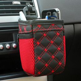 Car Organiser PU Leather Outlet Air Vent Trash Box Auto Mobile Phone Holder Bag Pouch Hanging Interior Accessories