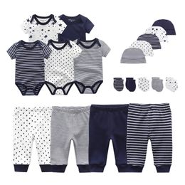 Solid Unisex Born Baby Boy Clothes Bodysuits+Pants+Hats+Gloves Girl Cotton Clothing Sets Roupa de 220509
