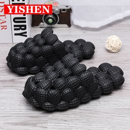 YISHEN Slippers For Men Slides Flat Bubble Slippers Adult Sandals Beach Shoe Solid Colour Home Slippers Bedroom Spa Sandals