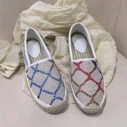 Designer women Casual shoes genuine Leather Flat Letters embroidery Hemp rope outsole canvas sneaker 35-41