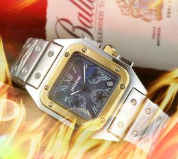 Sub Dials Working Luxury Fashion Men Square Watches 43mm Japanese Movement Quartz Automatic Fine Stainless Steel Wristwatches montre de luxe