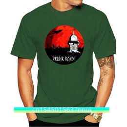 Men Fashion BAD DRUNK ROBOT Bender movie black cotton tshirt 9888 Printed t shirt Men t shirt Casual Tops 220702