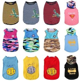 Dog Tshirt Soft Puppy s Clothes Cute Pet Cartoon Clothing Summer Shirt Casual Vests For Small s 450925 Y200917