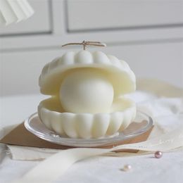 Shaped Silicone Aromatherapy Shell with Pearls Cake Baking Handmade Scented Candle Soap Making Wax Mold 220629