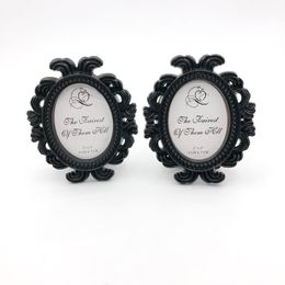 50PCS Vintage Wedding Favours Baroque Style Black Elliptical Photo Frame Home Party Decoratives Oval Design Place Card Holder