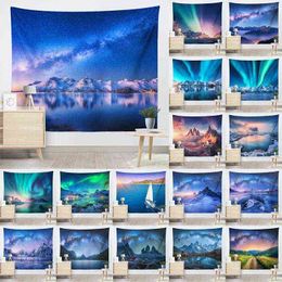 Mountains And Rivers Snow Covered High Rock Starry Sky Series Wall Hanging Wall Rugs Wall Cloth Cushion Background Blanket J220804
