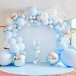 Blue Silver Gold Birthday Balloon Garland Arch Kit Wedding 1st Birthday Balloons Decoration Party Balloons For Kids Baby Shower 220527