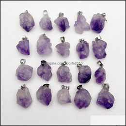 Arts And Crafts Arts Gifts Home Garden Natural Amethyst Stone Pendants For Jewellery Making Charms Irregar Accessories Spo Dhqcd