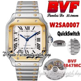 BVF V3 bv0007 Japan Miyota 9015 modify 1847MC Automatic Womens Watch 35.1mm White Dial Roman Markers Quick Switch Two Tone Gold Stainless Bracelet eternity Watches