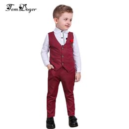 Spring Autumn Children Clothing Sets Kids Clothes Suits Boys Gentleman Fashion Wedding Formal Vest Shirt Pant 220507