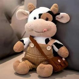 26CM Cartoon Milk Cow Plush Doll Cute Simulation Cattle Animals Plush Toys Soft Stuffed Sweater Cow Pillow Kids Birthday Gifts 220721
