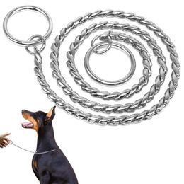 Dog Collars & Leashes Durable Chain Collar Solid Snake P Chock Leash Strong Training Choker For Small Mudium Large Dogs LabradorDog