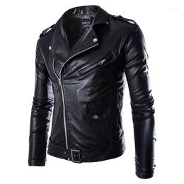 Men Fashion PU Leather Jacket Spring Autumn British Style Motorcycle Male Coat Black Brown M-3XL11