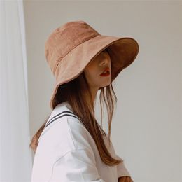 Bucket Hats with String Summer Sun for Women Outdoor Foldable Panama Women's Khaki Casual Fisherman 220318