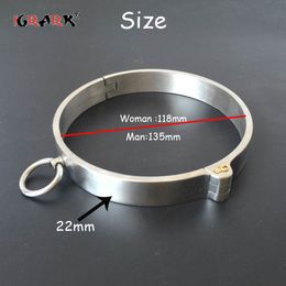 304 Stainless Steel Lockable Neck Collar Bdsm Bondage Restraints Choking Ring Slave Fetish SM Games sexy Toys For Women Man