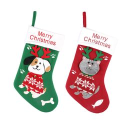 Christmas decoration Candy A quality stockings Grey Xmas Tree Pendant Large Christmas-stocking with lights Kids Xmas-Gift Bag