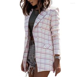 Women's Suits & Blazers Blazer Coat Basic Style Skin-touch Flap Pockets Autumn Winter Women Long Suit Jacket StreetwearWomen's