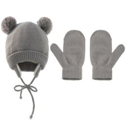 Knitted Pompom Baby Hat Cap Thick Warm Baby Girl Boy Hat Beanie Winter Ear Warm Kids Hat Baby Bonnet Muts For Newborn s67