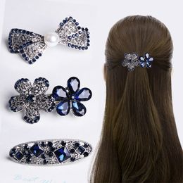 S2868 Fashion Jewellery Butterfly Flower Ponytail Hairpin Spring Hair Clip for Women Girls Bobby Pin Crystal Barrette Metal Hair Grab Barrettes Headdress Accessory