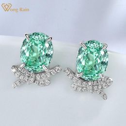 Stud Wong Rain Romantic 925 Sterling Silver 6 CT Created Moissanite Paraiba Tourmaline Gemstone Ear Studs Earrings Fine Jewellery GiftsStud Ki