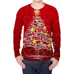 Men's T-Shirts Brand Christmas Long Sleeve T Shirt Men Year T-shirt Tree Hip Hop Red Anime Clothes Mens Clothing CasualMen's