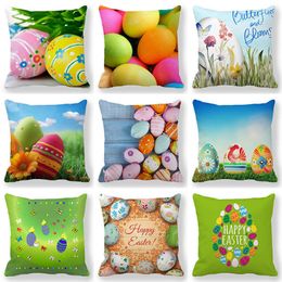 Pillow Case Easter Decoration Pillowcase Coloured Eggs Print Cushion Cover Happy Sofa Throw Chair Decorate 220714