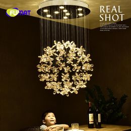 Pendant Lamps Modern Living Room Lamp Flower Lustre Crystal Light Round LED Ceiling For Bedroom RestaurantPendant