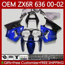 OEM Body Kit For KAWASAKI NINJA Blue black ZX-6R ZX-636 ZX-600 ZX 6R 600 CC 6 R ZX6R 00 01 02 133No.222 ZX 636 600CC ZX636 2000 2001 2002 ZX600 2000-2002 Injection Fairing