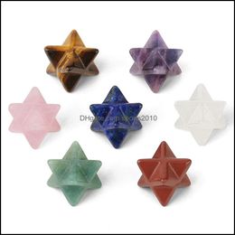 Arts And Crafts Arts Gifts Home Garden Six-Pointed Stars Shape Crystal Merkaba Natural Stone Diy Jewelry Chakra Wiccan Rei Du2