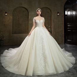 2022 Bride Ball Gown Wedding Dresses Trailing French Minimalist Wedding Dress vestido de noiva