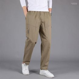 Men's Casual Trousers Spring Autumn Men Cargo Pants Cotton Zip Pockets Male Loose Elastic Waist Plus Size 6XL Oversize Sweaters