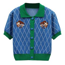 519 L 2022 Summer Kint Short Sleeve Lapel Neck Brand Same Style Sweater T Shirt Blue Pullover Womens Clothes Binfen