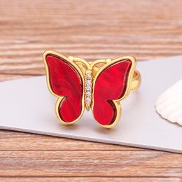 Cluster Rings Arrival 9 Colors Fashion Butterfly Sweet Colorful Transparent Crystal Adjustable For Women Girls Party Jewelry GiftCluster Clu