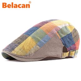 Summer Berets Hats For Women Classic Englad Style Men Plaid Duck Mouth Newspaper Boys Hat Casual Unisex Sports Cotton Hat Boina Casquette J220722