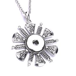 Snap Button Charms Jewellery Zircon Hollow Round Geometric Pendant Fit 18mm Snaps Buttons Necklace for Women Noosa D099