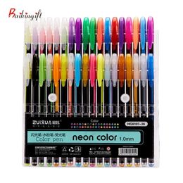 12PcsSet Gel Pen Set Glitter Gel Pens For School Office Adult Coloring Book Journals Drawing Doodling Art Markers Promotion Pen 220714