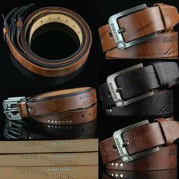 Belts Fashion Casual Men High Quality PU Leather Belt Brown 100x3.7cm Designer Luxury Vintage Waist Y5R0Belts Emel22