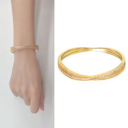 2022 Hand Bracelets for Women Trendy Wrist Half Circle Diamond Bangle Luxury Designer Girls Accessories Christmas Gifts Female Copper Metal Natural Stones Bangles