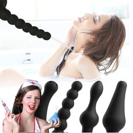 Vaginal Cleaner Enema Silicone anal plug Faucets Rushed Anal Douche Shower Cleaning Enemator Connectable plugs adult sexy toys