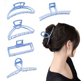 Gradient Blue Metal Hair Claws Fashion hollow out geometry Clamps for Woman Girls Bath Ponytail Clips Barrette Headwear