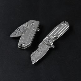 Small Damascus Key China Folding Knife VG10 Damascus Steel Blade TC4 Titanium Alloy Handle Outdoor Camping Survival EDC Knives