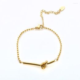 Link Chain Stainless Steel Small Bead Knotted Bracelets Gold Plated Irregular Bracelet For Women Fashion Jewellery Gift