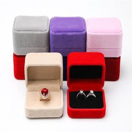 Jewelry Box Velvet Double Ring Case Earring Ring Display Boxes Storage Organizer Holder Gift Package for Engagement Wedding