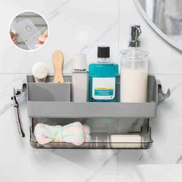 Bathroom Shelf No Drilling Kitchen Wall Shelves Towel Bars Shampoo Rack Shower Organiser Toothbrush Holder Accessories J220702