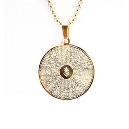 Titanium Steel Buddhism Gold Round Pendant Necklace Faith Men Women Supplies Sanskrit Shurangama Mantra Amulet Jewellery