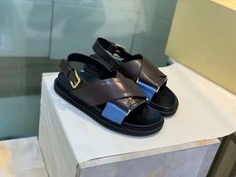 Designer di alta qualità! 2020040601y 40 sandali piatti con plateau incrociato in vera pelle di vitello da ragazzo blu bianco giallo nero navy rosa
