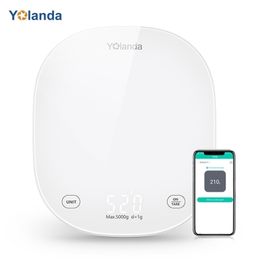 Yolanda Smart Kitchen Weight Scale Bluetooth Digital Food Weighing Scale Food Record Nutrition Diary LED Display Touch Button 201211